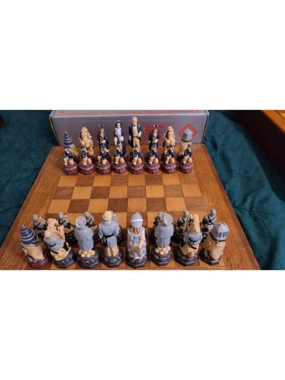 American Civil War Themed Chess Pieces SAS Studio Anne Carlton w/ Board & Box